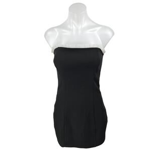 Edikted Marcy Black Sleeveless Ruffle Cami Camisole Mini Bandeau Tank Dress M
